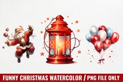 Funny Christmas Watercolor, Christmas Clipart Product Image 1