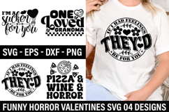 Funny Horror Valentine's Day SVG Design - pizza &amp; wine &amp; hor Product Image 1