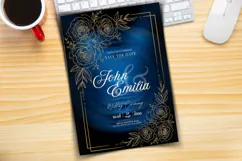 Elegant Gold Floral Wedding Invitation Canva Template Product Image 3