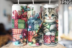Christmas Cat Tumbler Wrap - Christmas Tumbler PNG Design Product Image 1