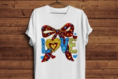 LOVE Valentine Glitter Bow Sublimation PNG | Pink &amp; Gold Product Image 4