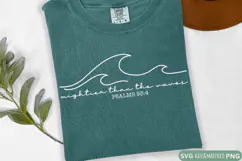 Mightier Than The Waves SVG | Christian SVG | Religious SVG Product Image 1