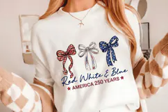 Red White & Blue 250 Anniversary PNG T-Shirt|4th of July PNG Product Image 5