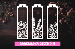3 Floral Bookmarks Paper cut SVG Laser cut,Cricut,Silhouette Product Image 1