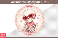 Valentines day clipart Valentine Skeleton with Heart Glasses Product Image 1
