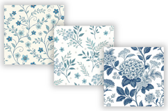 Blue Toile Seamless Digital Paper, French Floral Shabby Chic Product Image 5