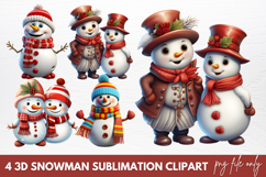 3D Snowman Sublimation Clipar Product Image 1