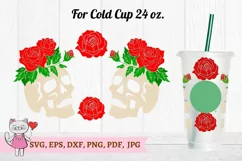 Skull of rose svg, Full Wrap Venti Cold Cup 24 oz Product Image 3