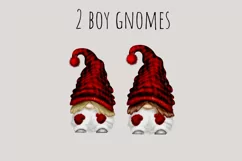 Red Buffalo Plaid Family Gnomes | Watercolor Clipart Png Product Image 2