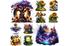 Enchanted Woodland Animals &amp; Sunflowers Clipart PNG Product Image 5