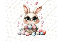 Cute Easter Bunny PNG, Spring Rabbit with Glasses Clipart Product Image 5