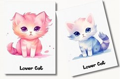 Lover Cat Watercolor 34 Cliparts Collection Ai Generated Art Product Image 5