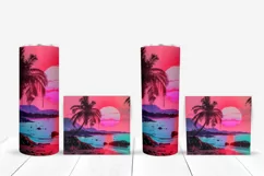 Summer Tumbler Sublimation, Sunset Tumbler Wrap Design Product Image 5