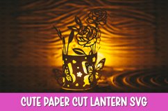 Roses Flowers Lantern SVG I Floral paper cut SVG Product Image 2