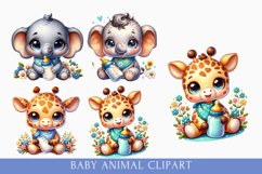 Cute Baby Animals Clipart, Animal Baby Shower sublimation Product Image 1