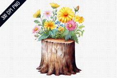 Flower Wooden Stump Sublimation PNG Design Product Image 1