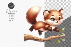 Woodland clipart, Marten clipart, Cute animals Product Image 1
