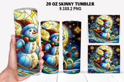 Snowman Skinny Tumbler 20oz Wrap Design, Christmas Tumbler Product Image 1