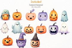 Cute Halloween Watercolor 76 Cliparts Ai Generated Art Product Image 5
