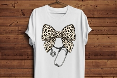 Leopard Bow Nurse PNG, Stethoscope Bow Sublimation Design Product Image 5