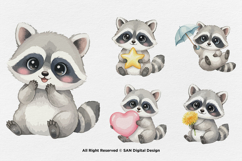 15 Bundle Watercolor Baby Raccoon Cute Animal Forest Lovely Product Image 5