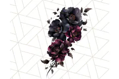 Gothic Floral PNG, Dark Aesthetic Flowers Clipart Print Product Image 5