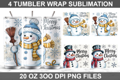 Christmas snowman Tumbler Sublimation ,20 oz Tumbler Wrap Product Image 1