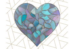 Stained Glass Heart PNG Clipart in Pastel and Bright Colors Product Image 5