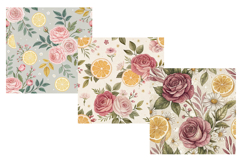Lemon Rose Vintage Digital Paper, Seamless Pattern Product Image 5