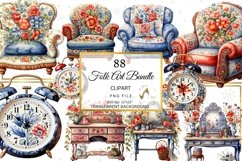 Floral Folk Art Clipart Bundle, Floral Clipart Bundle Product Image 10