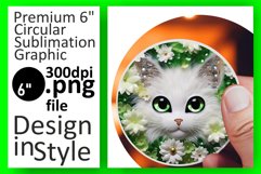 Round Cat Magic Unleashed: Vibrant Sublimation Art Product Image 1