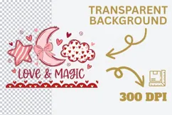 Love and Magic PNG, Valentine Moon PNG, Cute Valentine Desig Product Image 2