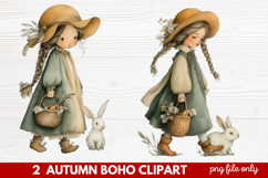 Autumn Boho Clipart | Fall Bohemian Aesthetic PNG Illustrati Product Image 1