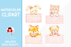 4 Cute Baby Animals Labels PNG for Nursery, Cards and Design Product Image 1