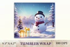Sublimation Tumbler Wrap Christmas Cute Snowman / Png file Product Image 2