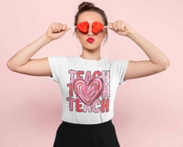 Retro Teach Love Valentine PNG Heart Teacher PNG XOXO Design Product Image 3