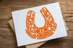 Cowboy Christmas Horseshoe SVG, PNG Cut file Silhouette Product Image 7