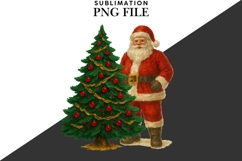 Oil painted Santa and Tree png design for T-shirts Product Image 2