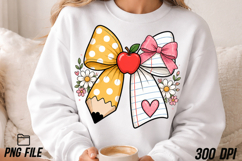 Teacher Pencil Coquette Bow PNG Positive Sublimation Product Image 5