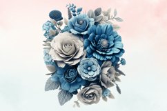 3d sublimation Blue Floral Bouquet Clipart Bundle, 3D Product Image 5