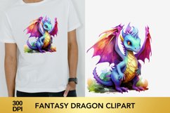 Watercolour Fantasy Dragon Clipart Product Image 1