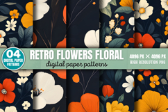 Retro Flowers Floral Patterns Bundle PNG Product Image 6