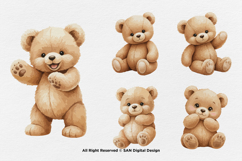 15 Bundle Watercolor Bear Doll Brown Wild Grizzly Forest Product Image 5