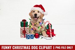 Funny Christmas Dog Watercolor Clipart PNG Product Image 1
