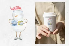 Watercolor Christmas snowman clipart, baby design sticker Product Image 6