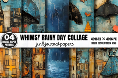 Whimsy Rainy Day Collage Journal Paper Patterns PNG Product Image 1