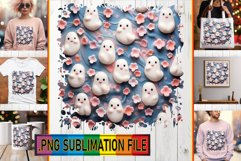 Halloween 3D Ghost Pattern Printable PNG Product Image 1