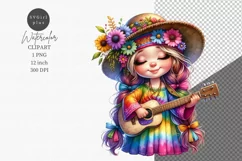 Gnome girl, Hippie girl, Gnome playing a guitar. Product Image 1