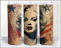 Retro American Girl Tumbler Sublimation Wrap Design 4th July Product Image 14