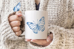 Watercolor Blue Butterfly Clipart Product Image 5